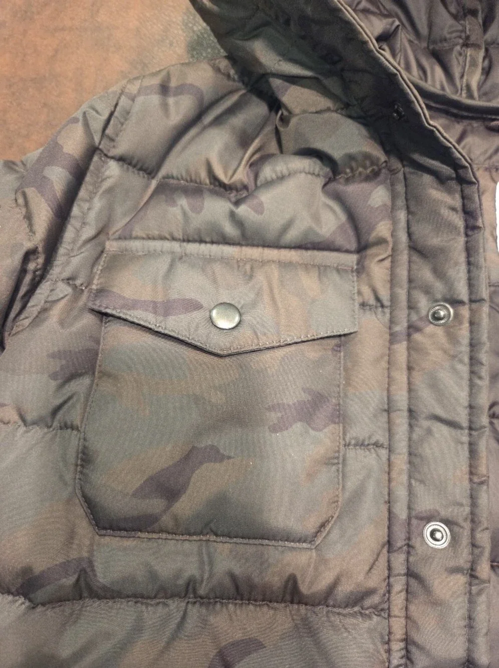 Like New, Old Navy Boyd's Camouflage Quilted, Hoode Puffer Jacket - Brown/Olive